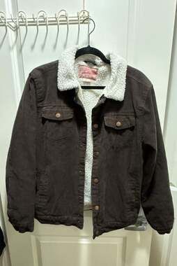 Brooklyn Cloth Brown Corduroy Sherpa Lined Trucker Jacket Size Large